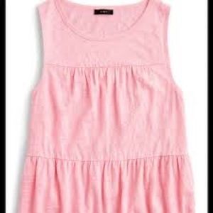 JCrew Linen Tiered Tank Top Bright Peppermint